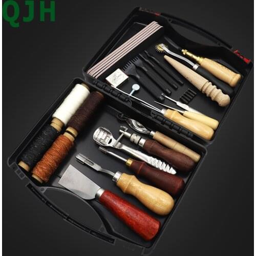 26PS ofessional Leather Craft Tools Kit Hand Sewing Stitching Punch Carving Work Saddle Leathercraft Accessories sewing tool set