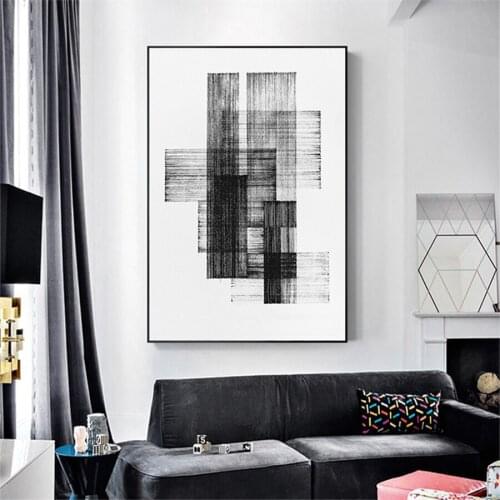 Nordic Morden Black white line canvas painting posters and print wall art pictures for living room Abstract art posters No Frame