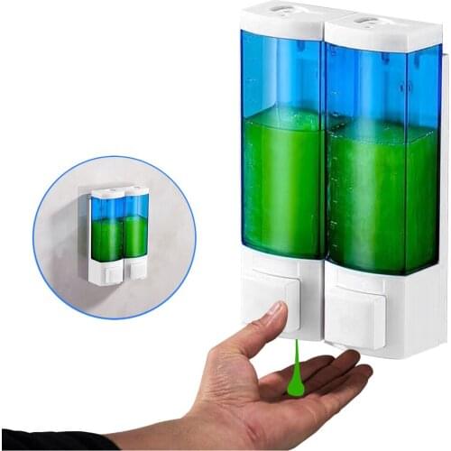 Wall-mounted Double Soap Dispenser Wall-mount Shower Bath Shampoo Dispenser Liquid Soap Container Hotel Bathroom Accessories