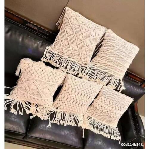 MOMS YARD New Macrame Handmade Cotton Thread Pillowcase Bohemia Moroccan Sofa Cushion Cover Decorative Pillowcase High-end Gift