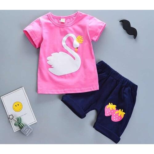 Girls Clothes 2021 Summer Style Boys Baby Girls Clothing Sets Cartoon Print T-shirt Short 2Pcs For Kids Clothes Children