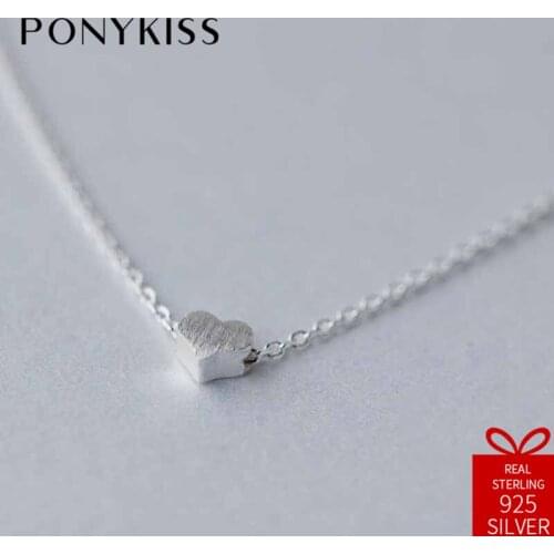 PONYKISS Romantic 100% 925 Solid Sterling Silver Cute Heart Pendant Necklace Chain Women Fine Jewelry Anniversary Party Gift