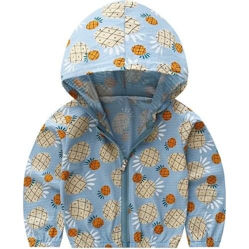 1 3 5 7 Year Old Girl Summer Sunscreen Coat Fashion Brand Children Cartoon Long Sleeve Coat Boys With Hooded Top