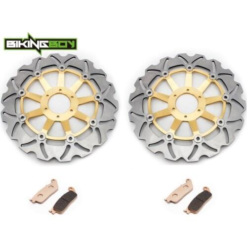 BIKINGBOY Front Brake Discs Disks Rotors + Pads For Honda CBR 600 F 1995 1996 1997 1998 CBR600F S T V W Stainless Steel 296mm