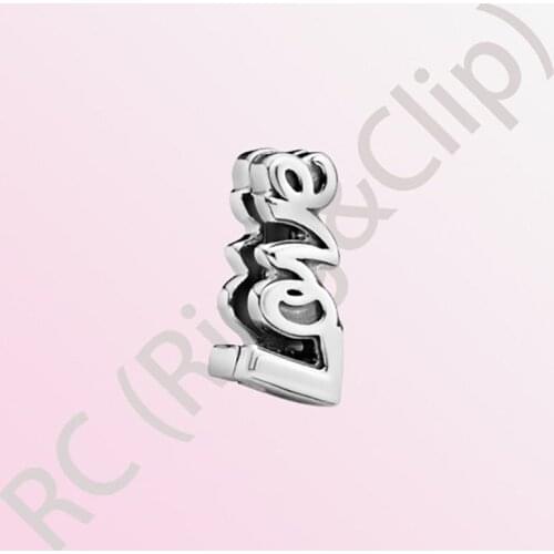Genuine 925 Sterling Silver Beads Reflexion Love Script Clip Charms fit Original Pandora Reflexions Bracelets Women DIY Jewelry