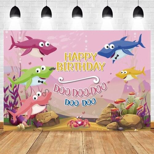 Yeele Pink Underwater World Shark Newbron Baby Shower Birthday Backdrop Photography For Photo Studio Vinyl Photocall Background