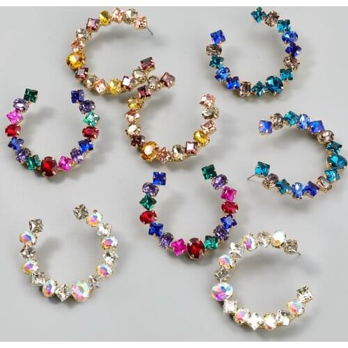 Pauli Manfi Fashion Metal Square Oval Glass Earrings Womens Creative Popular Dangle Earrings Party Accessories