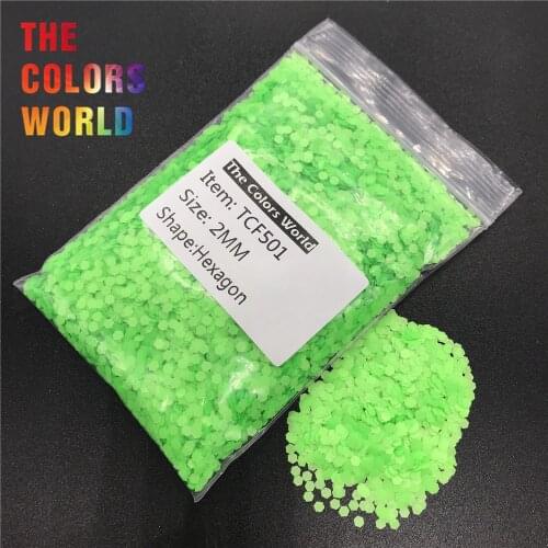 TCF501 Hexagon Shape Neon Matte Green Color Solvent Resistant Nails Glitter Nail Art Decoration Makeup Henna Body Glitter DIY