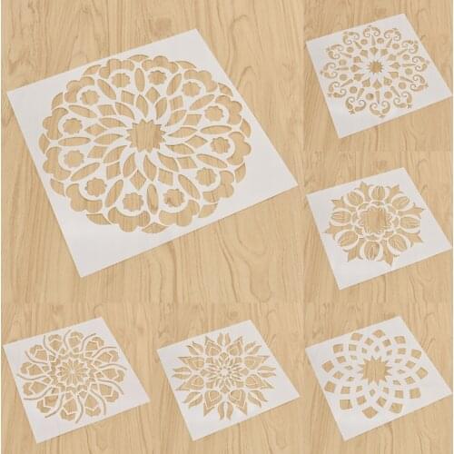6PCS/pack Mandala Dotting Stencils Reusable Wood Fabric Tools Wall Art Painting Drawing Template DIY Craft Assorted Style