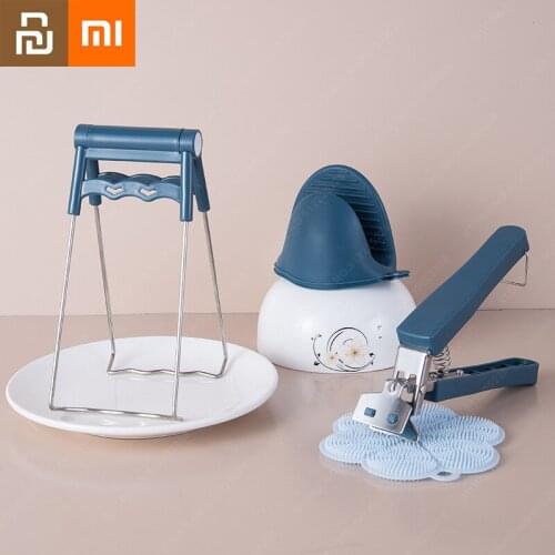 Xiaomi Anti Scalding Bowl Holder Tray Clip Heat Proof Non Slip Silicone Gloves Heat Insulation Pad Set Kitchen Tools Youpin
