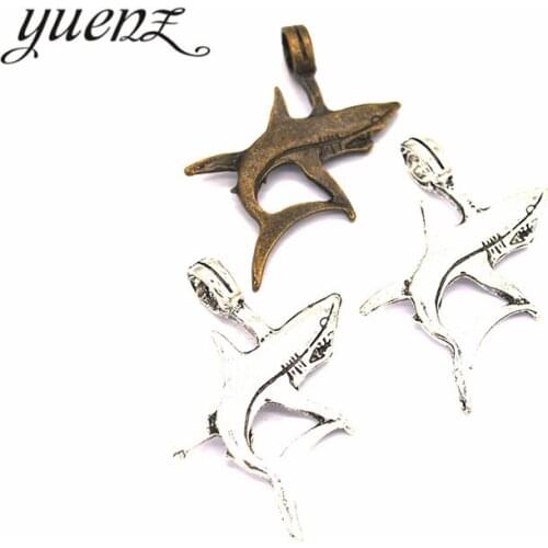YuenZ 4pcs 2 color Antique Sliver animal shark Charm DIY metal charms for jewelry making 40*33mm D718
