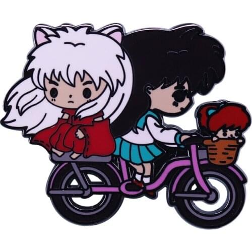 Bicycle Girls Brooch Boyfriend Girlfriend Gift Cute Cartoon Decor