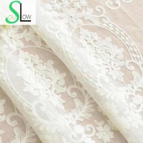 Slow Soul White European Curtain High Grade Europe Embroidered Curtains For Living Room Kitchen Bedroom Tulle Cortinas Sheer