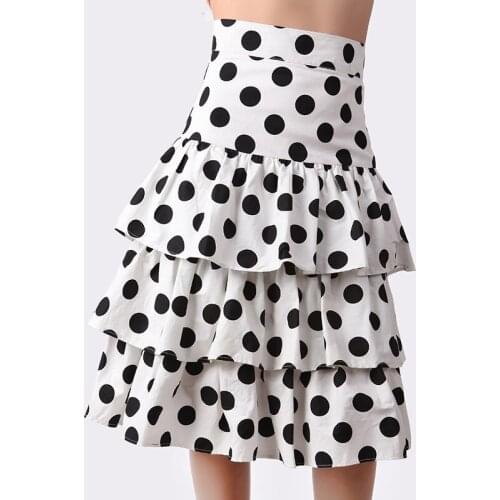 Womens new black white Polka Dot ruffles Chiffon skirt Ladies Runway Designer Boutique Cute Retro cake skirts