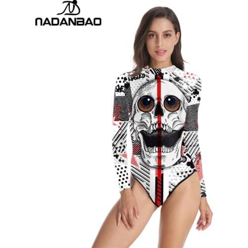 NADANBAO 2020 Halloween Ladies Skull Bone One Piece Swimwear Bathing Suits Womens Swimwear Bikini Costume