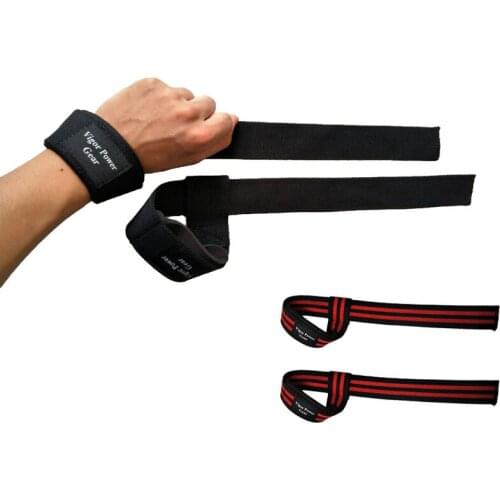 Vigor Power Gear paded power lifting cotton straps with customized logo sold in pairs