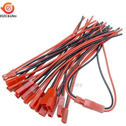 10Pairs 100mm 2-Pin Male Female JST Connector Cable 22 AWG copper wire For RC BEC Battery Helicopter DIY FPV Drone Quadcopter
