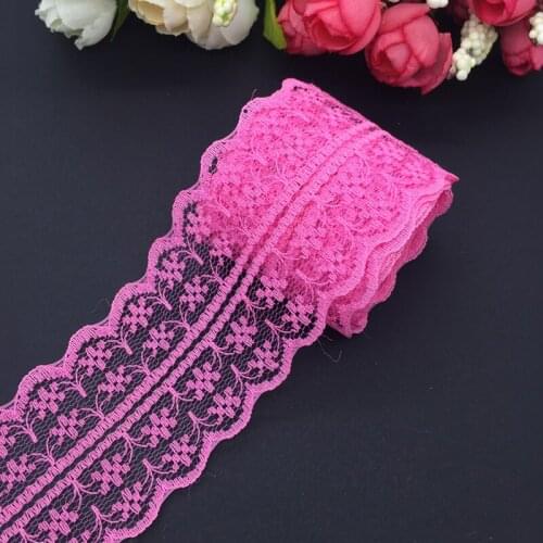 10yards/lot 45mm Wide Rose Bilateral Handicrafts Embroidered Net Lace Trim Ribbon Wedding/Birthday/Christmas Decorations