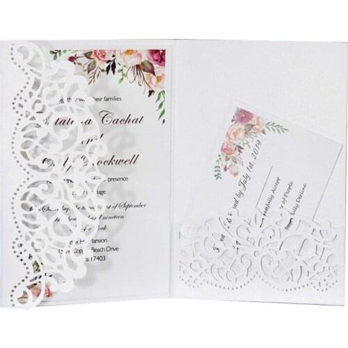 100pcs Laser Cut Wedding Invitation Card Greeting Card DIY Print With RSVP Card For Birthday Business Party Wedding Decoration