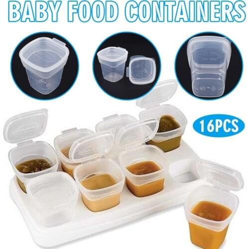 16pcs Ice Freezing Cubes Tray Storage Box Containers Baby Weaning Food Container Pigment Paint Box Palette Disposable Box