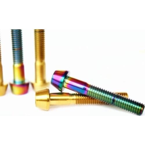 4PCS M6 Length 30/35/40/45mm GR5 Titanium Taper Cone Allen Head Bolt For Mountain Bike