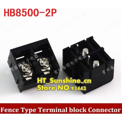 Free Shiping HB8500-2P 2pin Fence type Terminal block straight pin can be mosaic ,Connector spacing 8.5mm