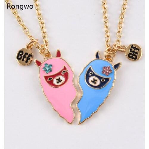 BFF Cute Two Necklaces Zinc Alloy Animal Heart-shaped Best Friend Pendant Necklaces For Friends Friendship Jewelry Gifts