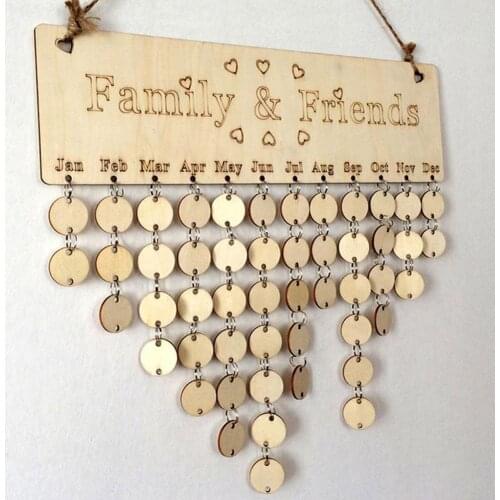 Family and Friends Wooden Birthday Special Dates Reminder Calendar Birthday Tracker Wall Hanging Plaque Board Sign DIY Home Deco
