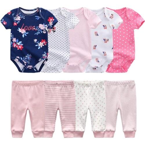 Unisex baby clothes Baby Boy Clothes Clothing Sets 0-12M Baby Boy Girl Clothes Newborn Baby Cotton Rompers+Pants Roupa de bebe