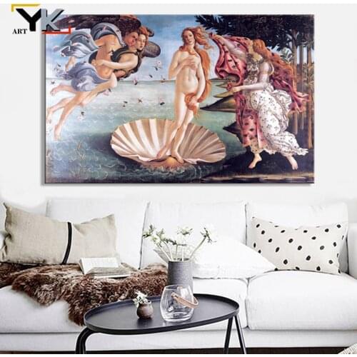 Classic Famous Botticellis Birth of Venus Oil Painting on Canvas Posters and Prints Cuadros Wall Pictures For Living Room Gift