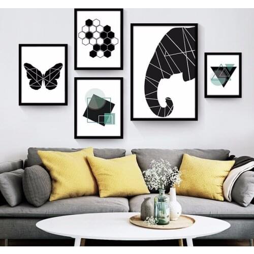Nordic Modern Black and White Abstract Geometric Decorative Painting Bedroom Restaurant Hanging Painting cuadros decoracion