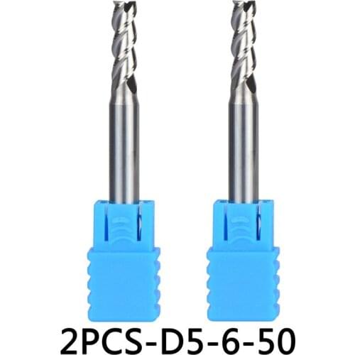 2pcs/lot D5-6-50 Tungsten Steel End Mills 3 Flute Flattened Head HRC 45 Milling Cutters Machining for Aluminum