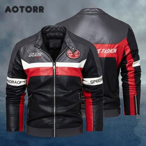 Winter Men Leather Jacket Motorcycle PU Leather Jacket Mens Casual Zipper Motorcycle Coat Slim Fit Fit Fur Lined Outwear Coat