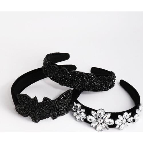 FASHIONSNOOPS New Vintage Women Girls Crystal Hairband Elegant Headband Hair Holder Headwear Handmade Head Band Hair Accessories