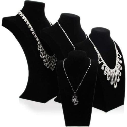 Fashion Black Velvet Mannequin Bust Necklace Holder Jewelry Packaging Display Rack Jewellery Stand Shop Window for Business