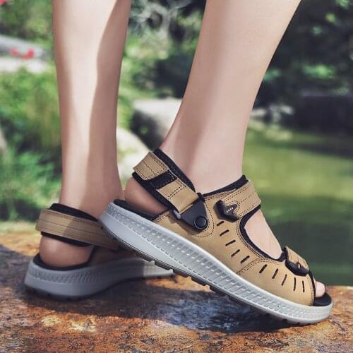 Mens Flip-flops Slipper Rubber Sole Man Flip Flop Shoes Men Outdoor Slippers Sport Leather Flops For Summer Beach Non Slip