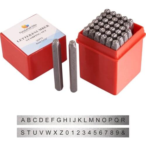 PandaHall 36pcs/box Black Iron Letter Alphabet A-Z and Number 0~8 Seal Stamp Set Stamps For Teaching Playing Jewelry Making Tool