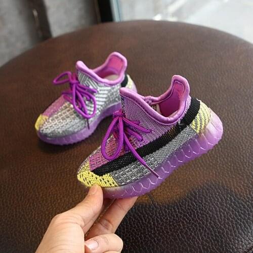 Purple 2021 Spring New Baby Shoes Knitted Breathable Toddler Boy Girl Shoes Soft Comfortable Infant Sneaker Brand Child Shoes