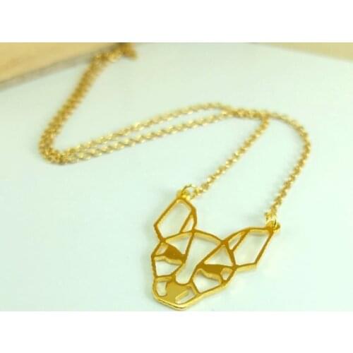 New Trendy Gold Silver Toy Fox Terrier Origami Necklace Animal Pendant Hunger Games Necklace Women Best Friend