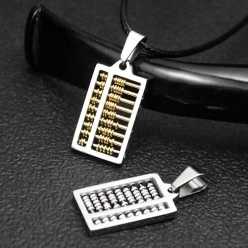 3D emulational Gold Abacus Necklace Stainless Steel Ancient China Counting-frame Necklaces Pendants For Men Women Gift Jewelry