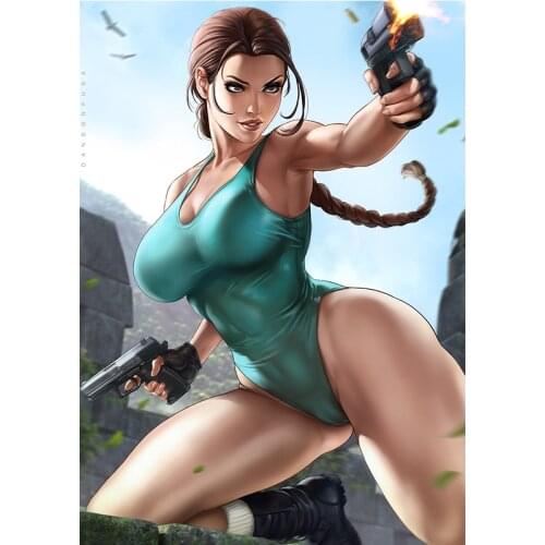 Video Game Print Sexy Lady Lara Canvas Art Poster Custom HD Hanging Picture on the Wall Painting for Bedroom Living Room Decor
