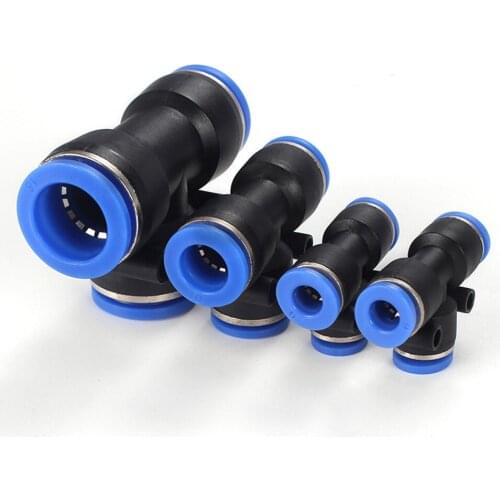 Pneumatic Fittings PE Connector 4-16mm OD Hose Plastic Push In Quick Connector Air Fitting Plumbing For Air Water Tube T Shape