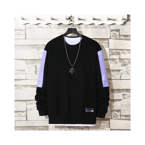 Casual Sweatshirt Men 2021 Autumn Solid Hip Hop Streetwear Pullovers Hoodies Mens O-Neck Harajuku Sweatshirts Letter Printing