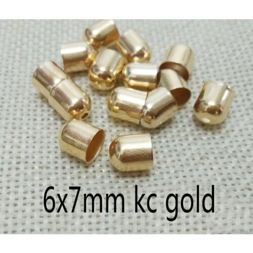 Earrings top tips beads ends Metal laciness kc gold color Tassel Caps Findings Leather Cord crimps hole studs Textured Round