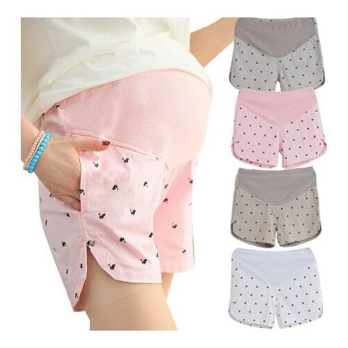 Khaki Cartoon Shorts For Pregnant Maternity Short Pants Pink High Elastic Waist Pregnancy Women Clothing 2020 Fashion Trousers