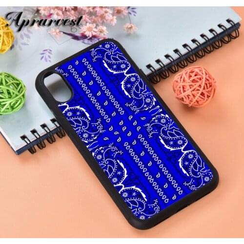 Aprarvest Blue Bandana Paisley Silicone Rubber Phone Case Cover For iPhone 6 6S 7 8 PLUS X XS XR 11 12 MINI PRO MAX