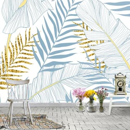 Nordic TV Background Photo Wall Paper Modern Banana Leaf Decoration Wall Covering Living Room Bedroom Custom Mural Wallpaper 3D