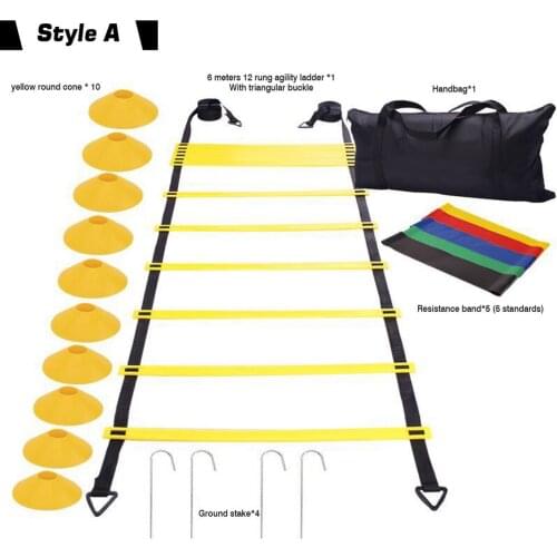 Agility Ladder Speed Training Equipment Set Football Basketball Hockey Players Portable Sports Training Set