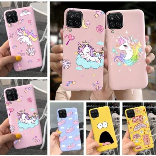 Candy Silicone Cartoon Unicorn Cover For Samsung Galaxy A12 Case 6.5" Soft TPU Phone Funda For Coque Samsung A12 A 12 SM-A125F