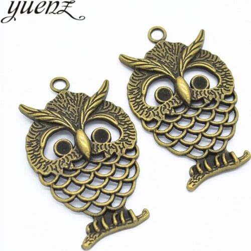 YuenZ 2pcs Antique bronze Alloy Metal Animal owl Charms Pendants Jewelry Findings Accessories Fit DIY Necklace 58*35mm D178